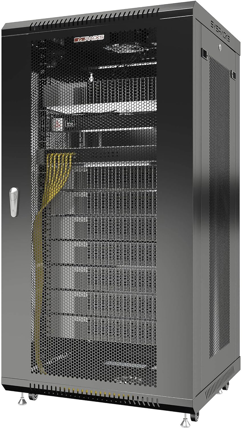 22U Locking Network Cabinet with Casters and Shelf T47117