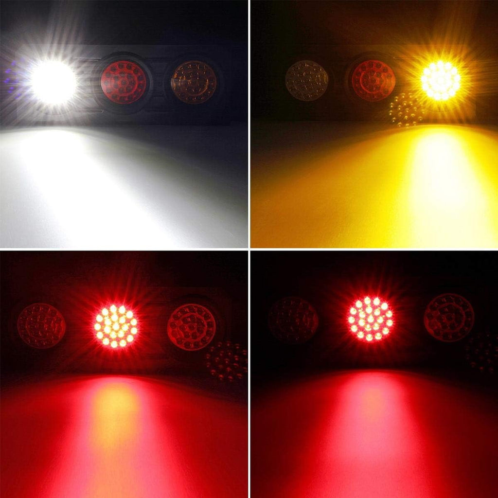 63 LED 4 Inch Round Trailer Tail Lights Bar Kit with Iron Bracket Base Waterproof 12V-30V (2pcs) Z858