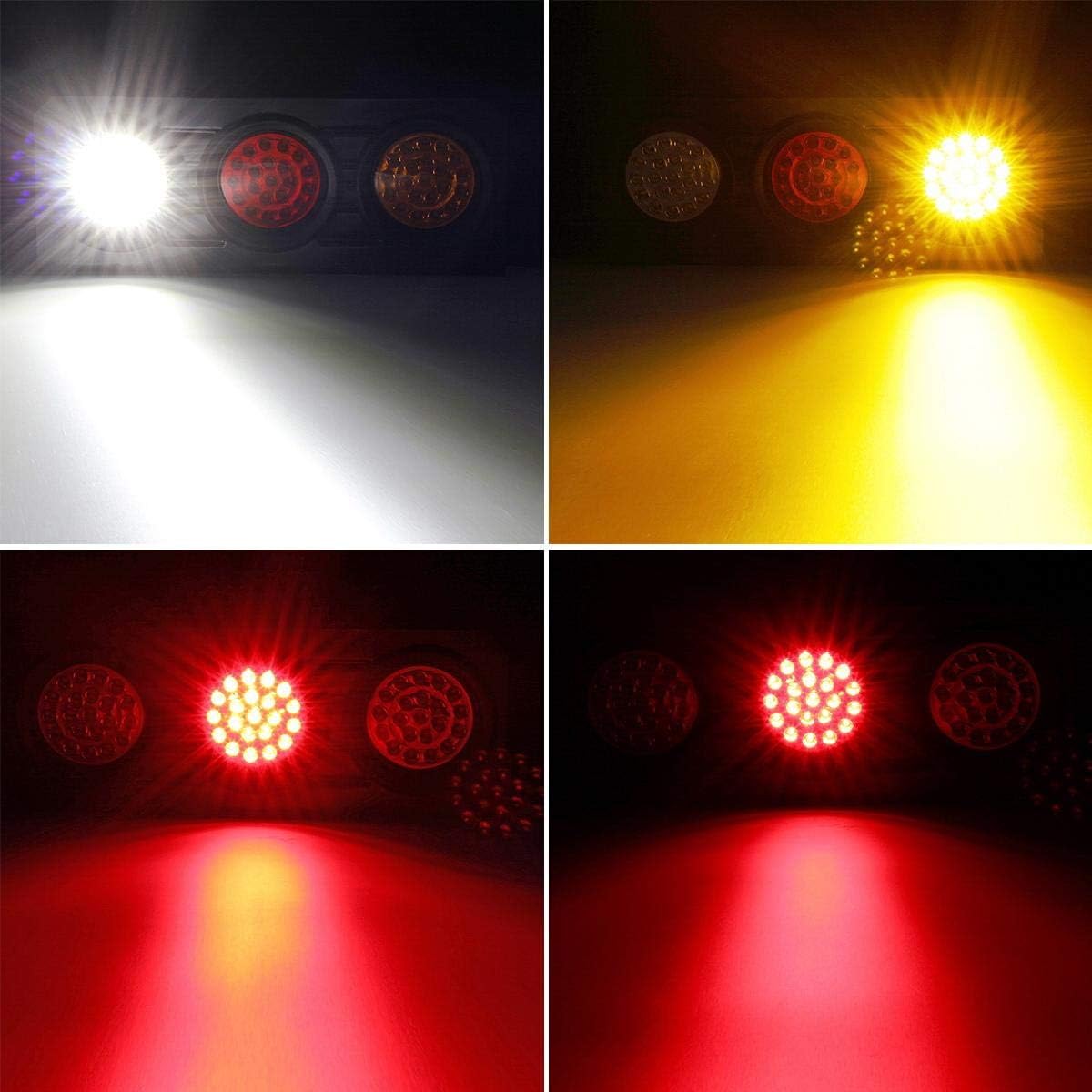 63 LED 4 Inch Round Trailer Tail Lights Bar Kit with Iron Bracket Base Waterproof 12V-30V (2pcs) Z858