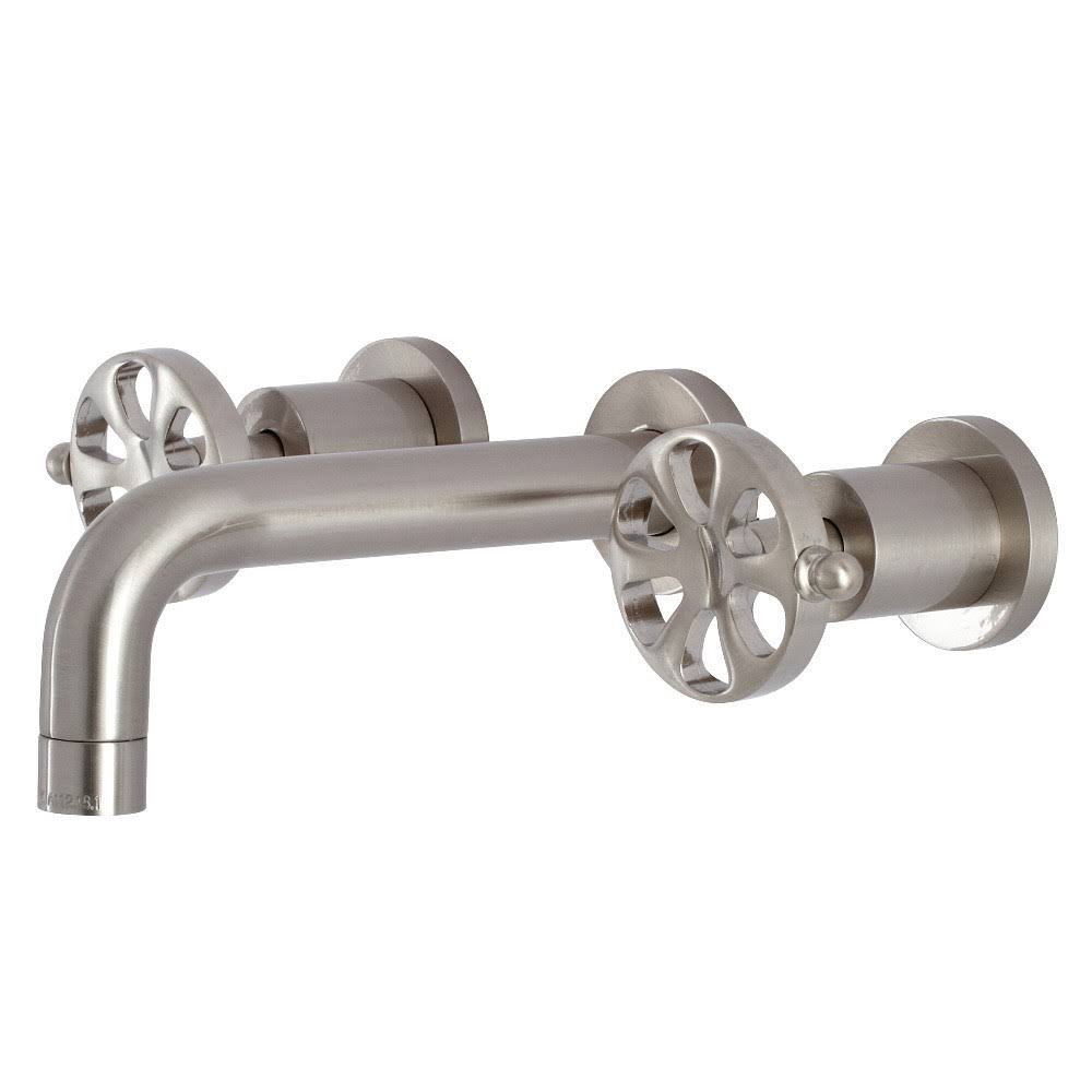 Brushed Nickel Two-Handle Wall Mount Bathroom Faucet E11753