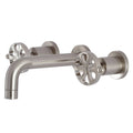 Brushed Nickel Two-Handle Wall Mount Bathroom Faucet E11753