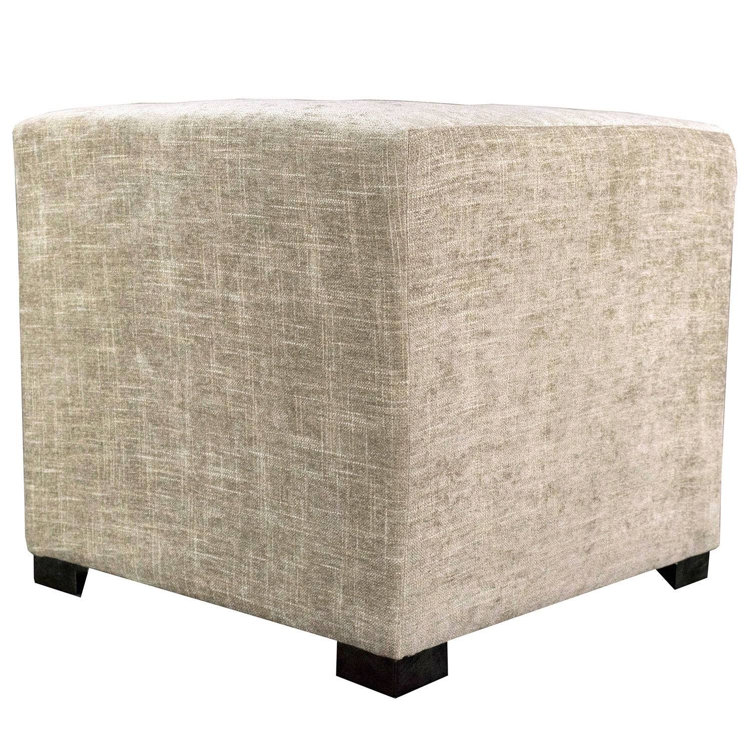 Black 4-Button Tufted Square Ottoman X77466