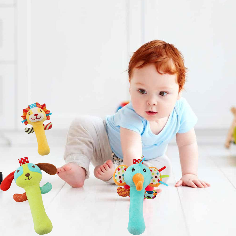 Baby Rattles 3 Pack Soft Rattle Sensory Toys Stuffed Animals Hand Grip Set Early Educational Toy with Sound R5976