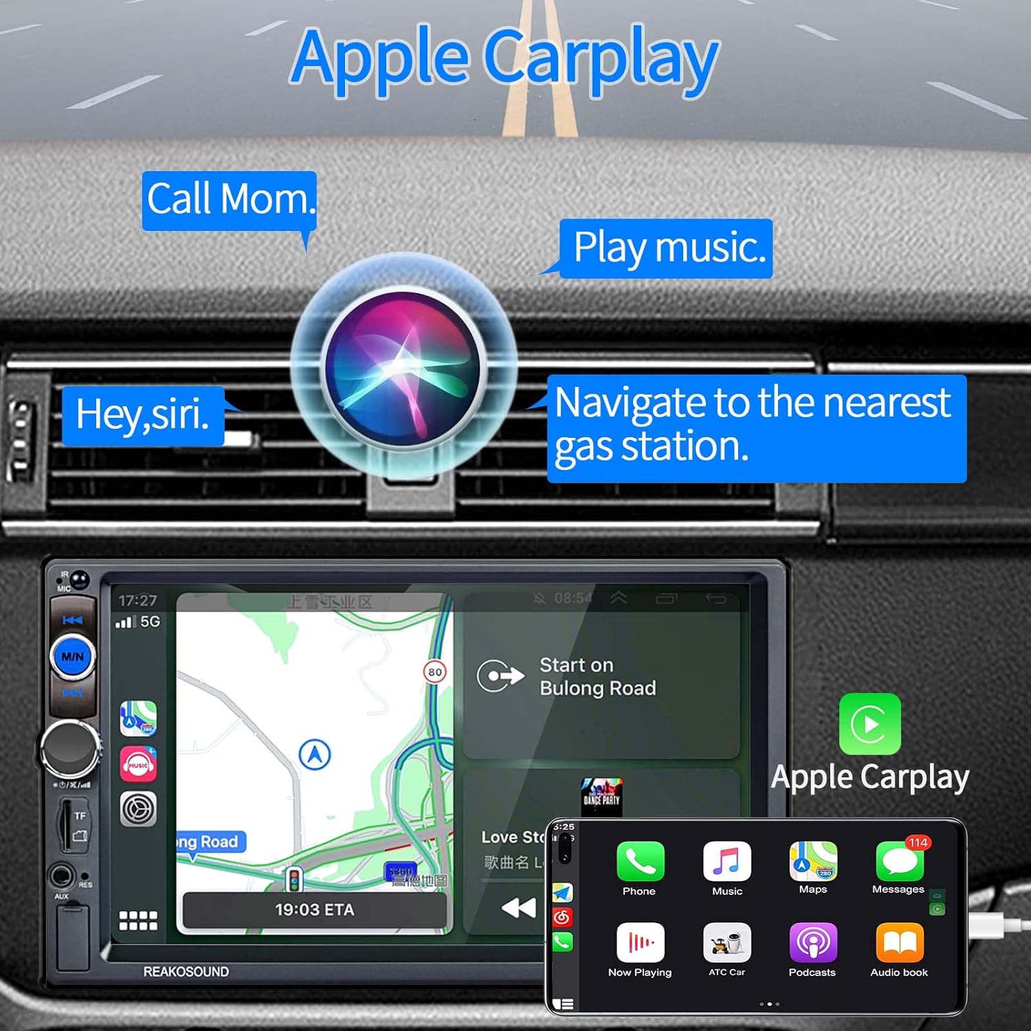 7 Inch Touch Screen Double Din Car Stereo with Bluetooth Backup Camera M3303