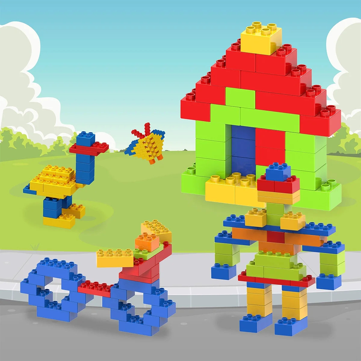 100 Piece Multicolor Brick Building Block Kit J136