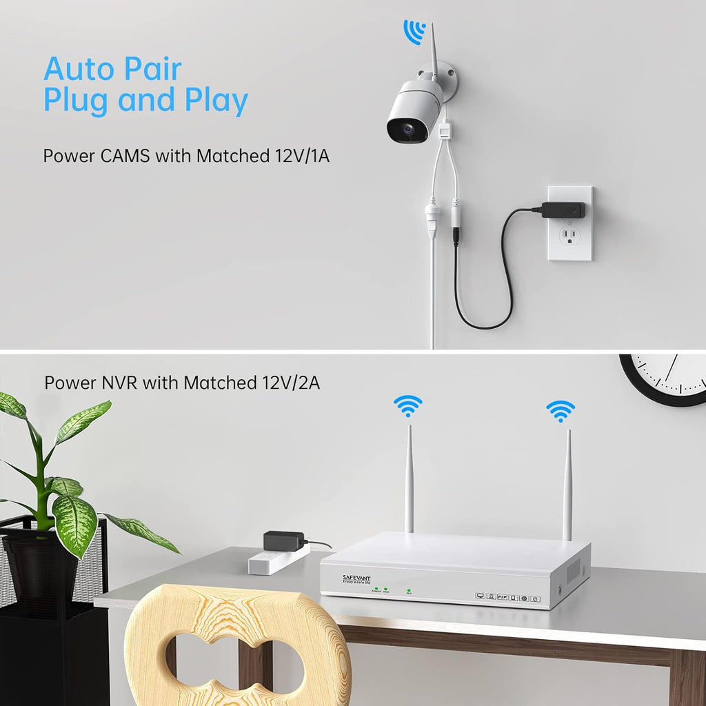 3MP Wireless Security Camera System 8 Channel NVR 4pcs 1296P Night Vision 1TB Hard Drive H847