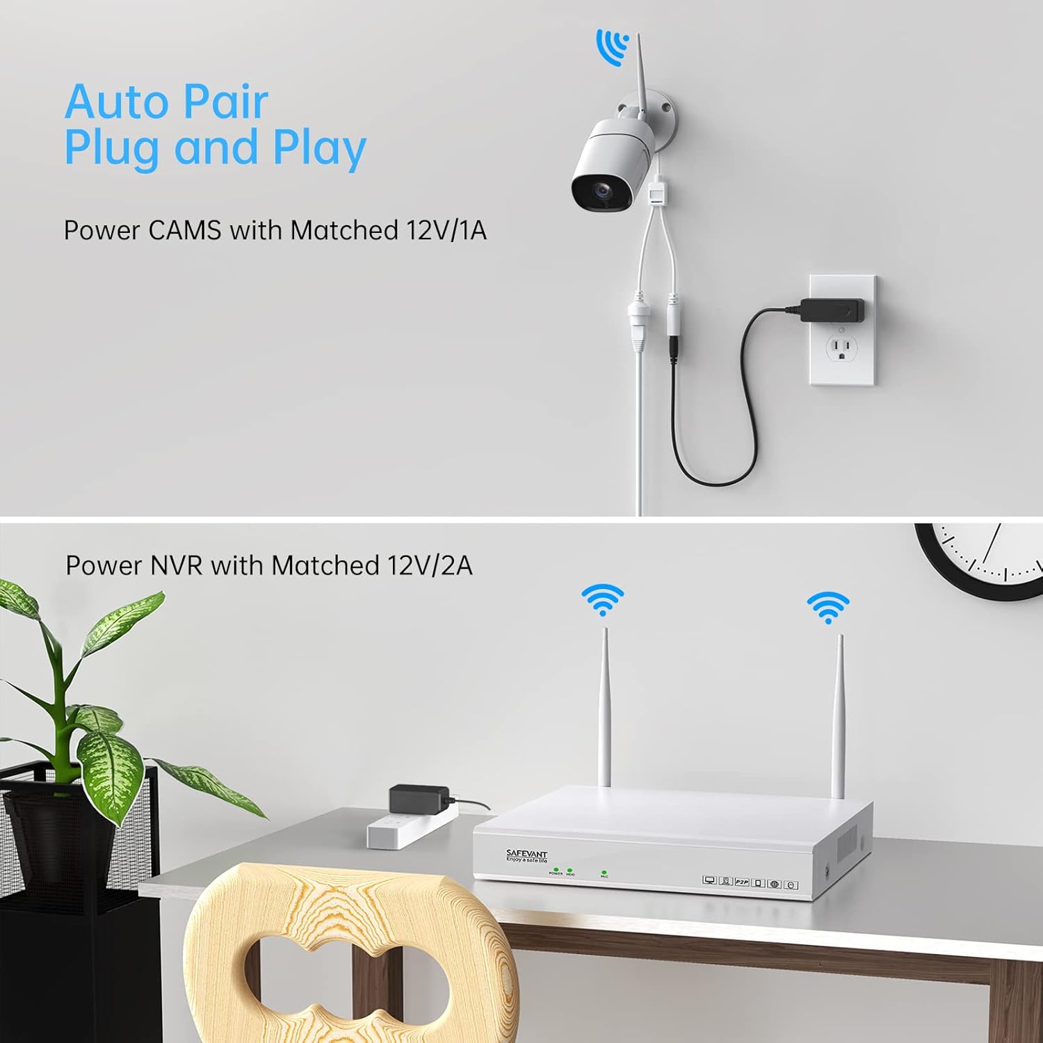 3MP Wireless Security Camera System 8 Channel NVR 4pcs 1296P Night Vision 1TB Hard Drive H847