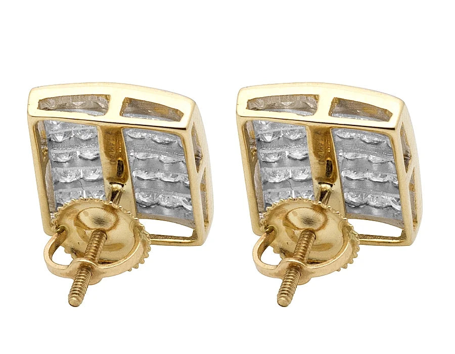 14K Yellow Gold Princess Diamond Stud Earrings 2.0ct S93797
