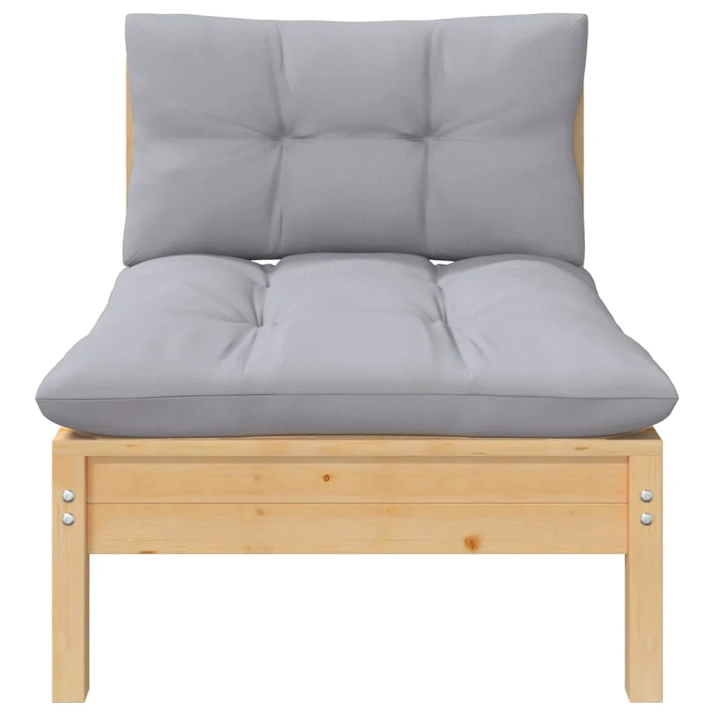 Gray Cushions Solid Pinewood 2-Seater Patio Sofa I35176