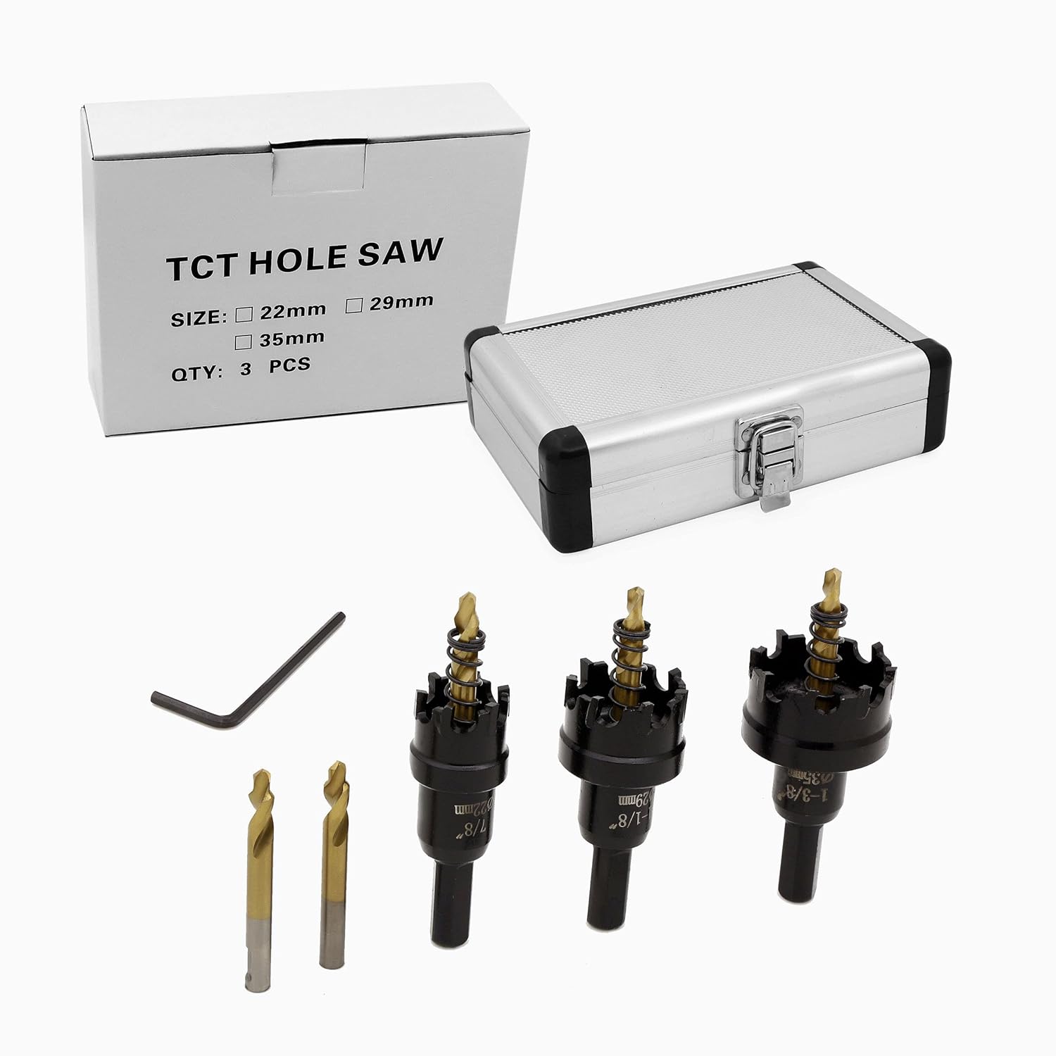 3Pcs Tungsten Carbide Tipped Hole Saw Kit with Storage Case T52089