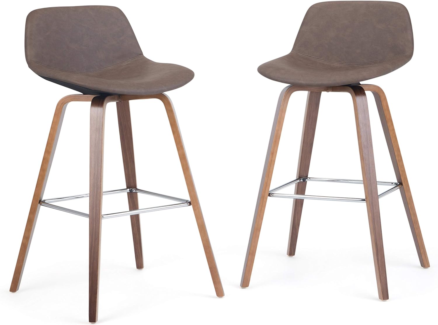 Distressed Chocolate Brown Vegan Faux Leather Bentwood Counter Height Stool Set Of 2 P44128