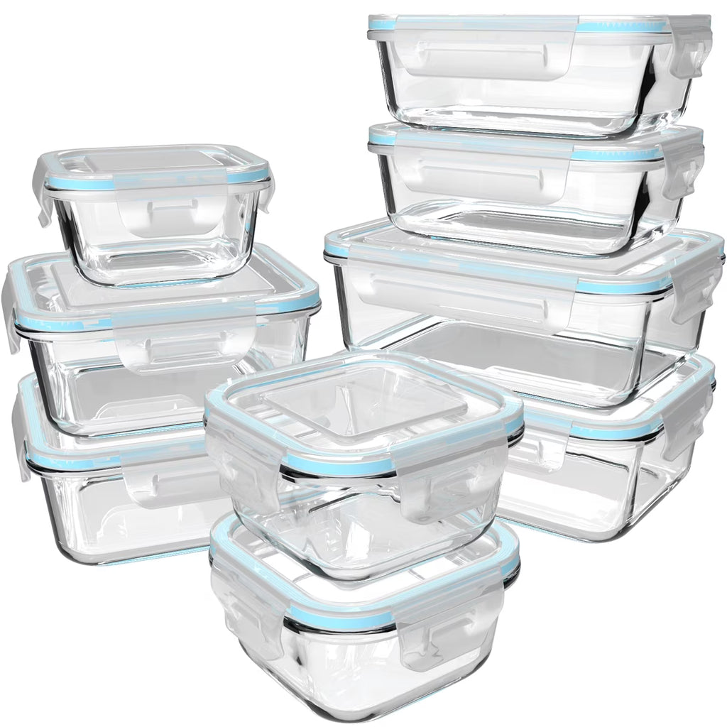 18pc Glass Containers Set with Lock Tight Lids G936529