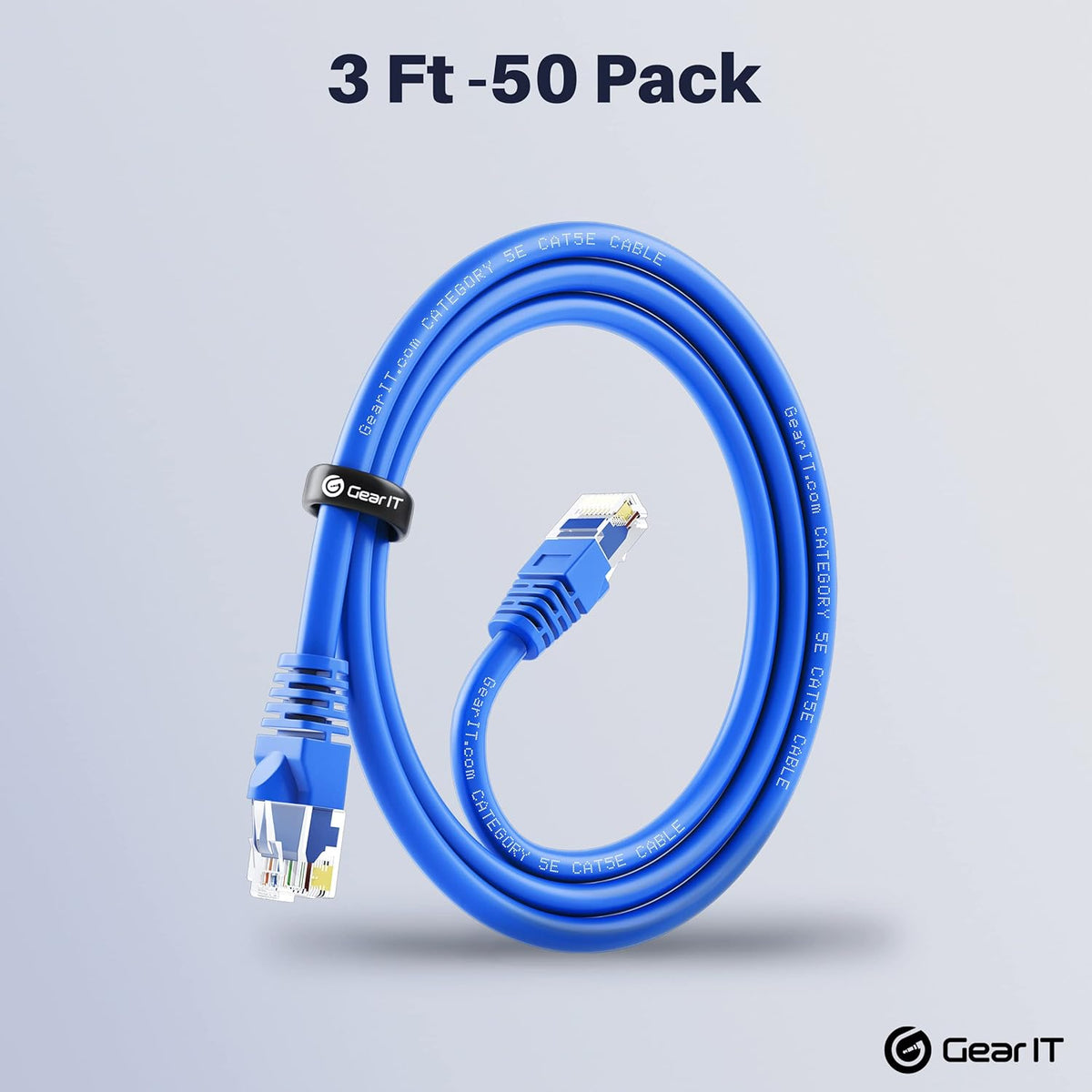 Blue 50-Pack Cat5e Ethernet Patch Cable 3 Feet RJ45 LAN Network Cord T970991