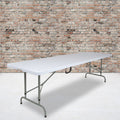 8-Foot Height Adjustable Granite White Plastic Folding Table with Handle Y32510