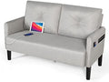 Compact 2-Seat Fabric Loveseat Sofa with USB Charging Ports T504590