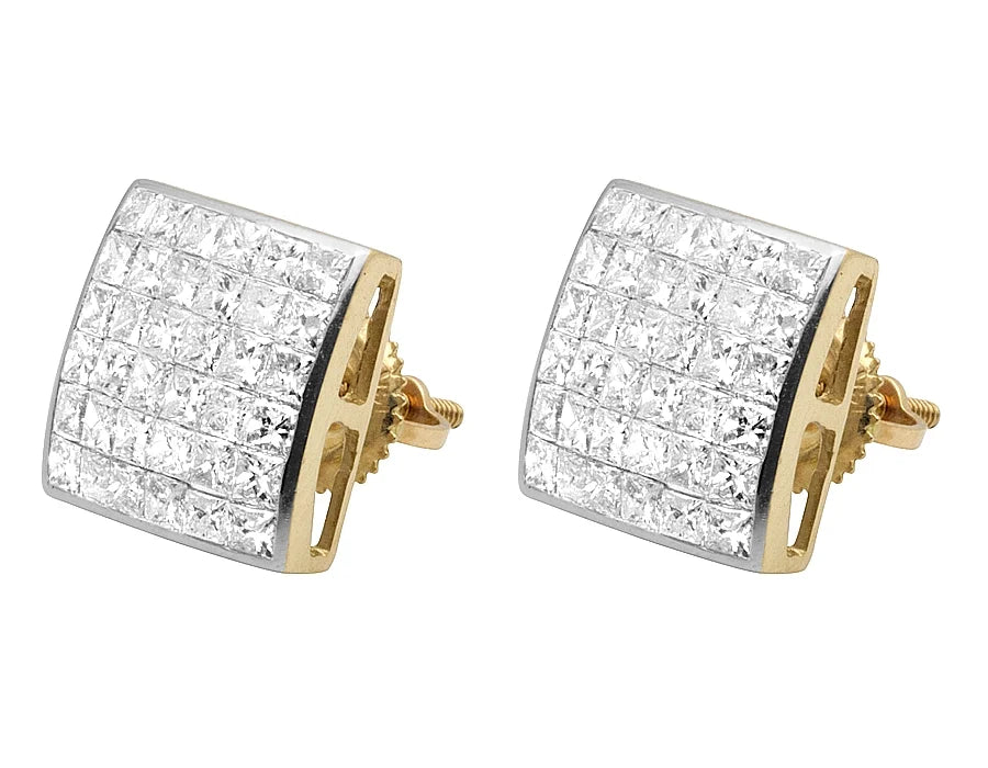14K Yellow Gold Princess Diamond Stud Earrings 2.0ct S93797