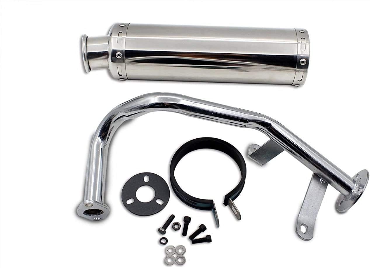 Exhaust System Muffler for 4 Stroke 50cc 150cc Scooters (Silver) Pack of 2 J7603
