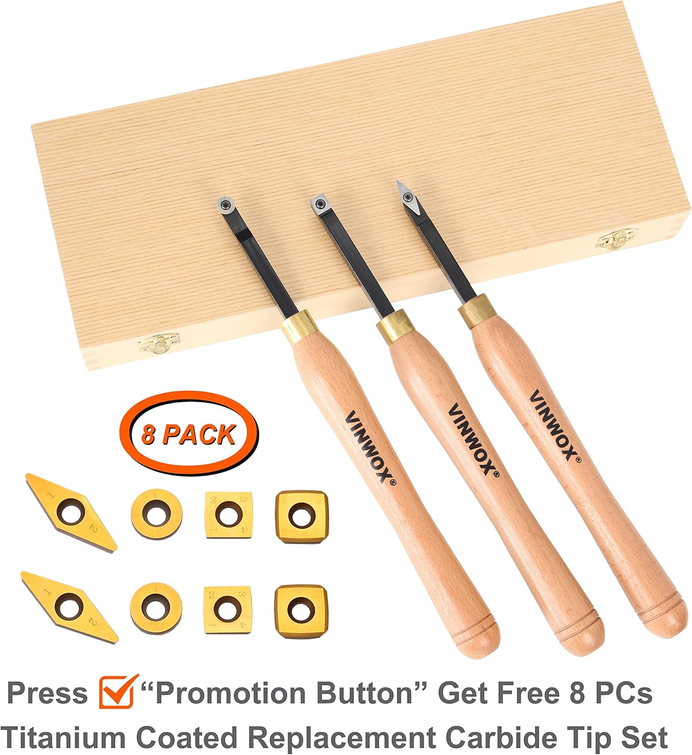 3 PCS Carbide Wood Lathe Turning Tool Set J83924
