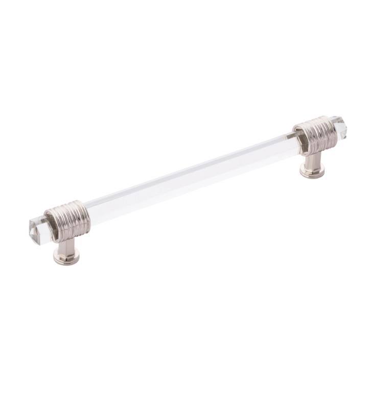 Polished Nickel Cabinet Pull with Cerulean Glass E447741
