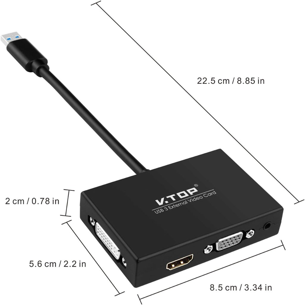 USB 3.0 to HDMI-DVI-VGA Video Graphics Card Adapter, Pack of 2 F731