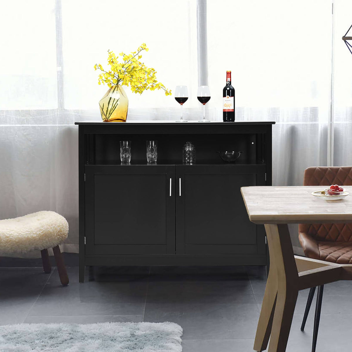Black 2 Doors Kitchen Sideboard Cabinet Z312