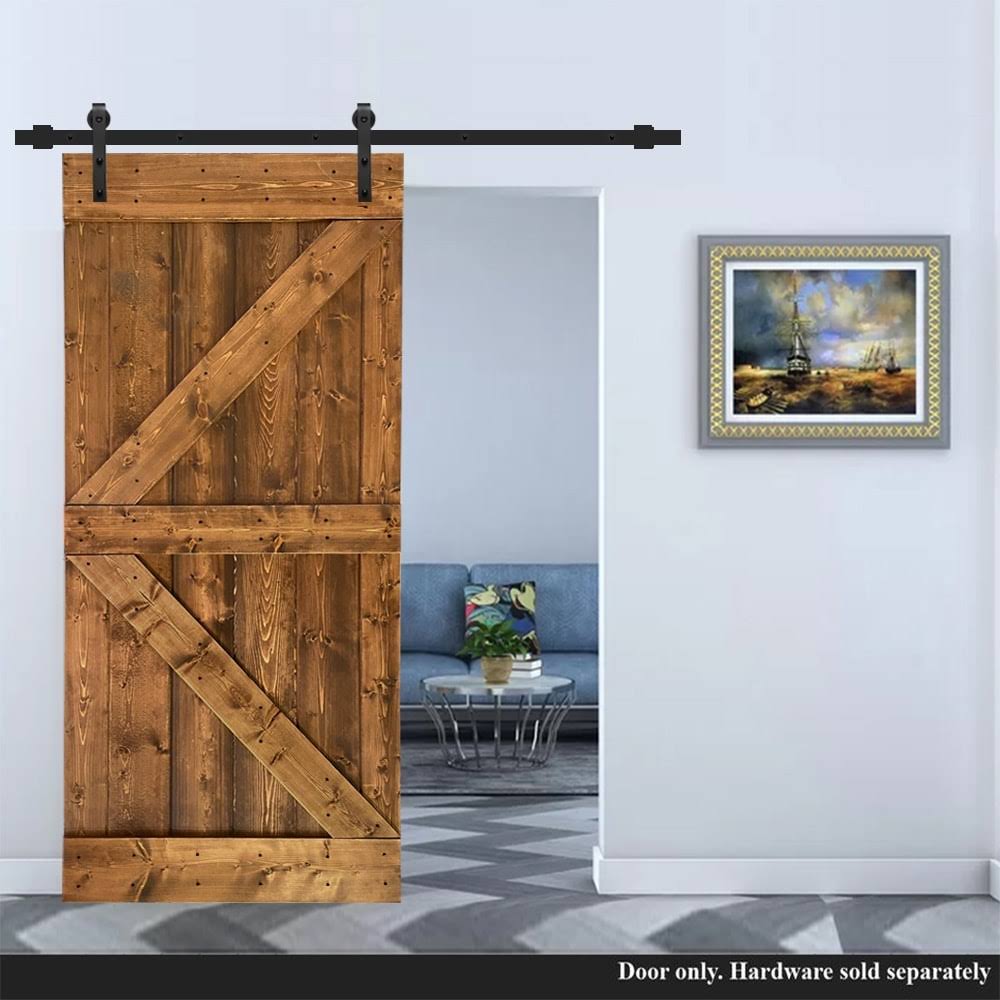 Walnut Stained Solid Pine Wood Interior Sliding Barn Door Slab D31606