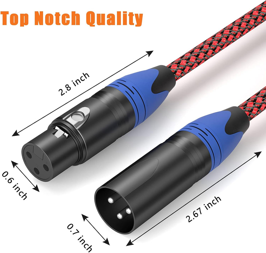 Nylon Braided XLR Male to Female Microphone Cable 25ft 10Pack O194