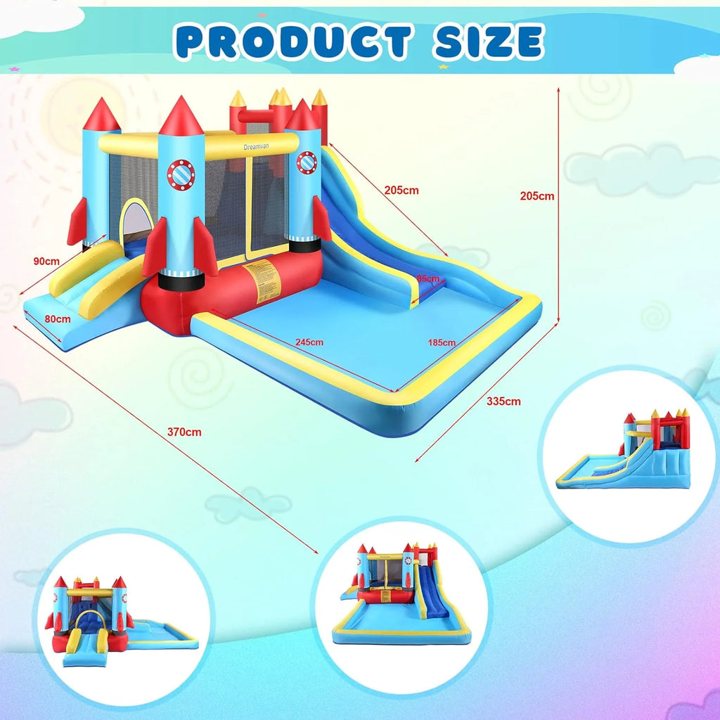 4-in-1 Children's Inflatable Bounce House with Pool and Slide E167102