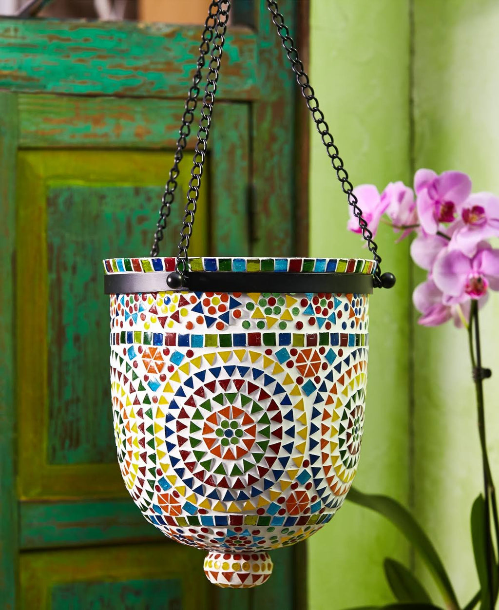 Multi-Color Mosaic Hanging Lantern D703