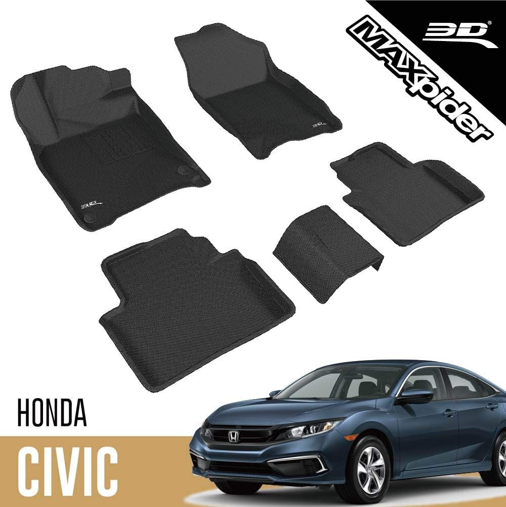 Black Custom Fit Car Floor Liners for Honda Civic T175772