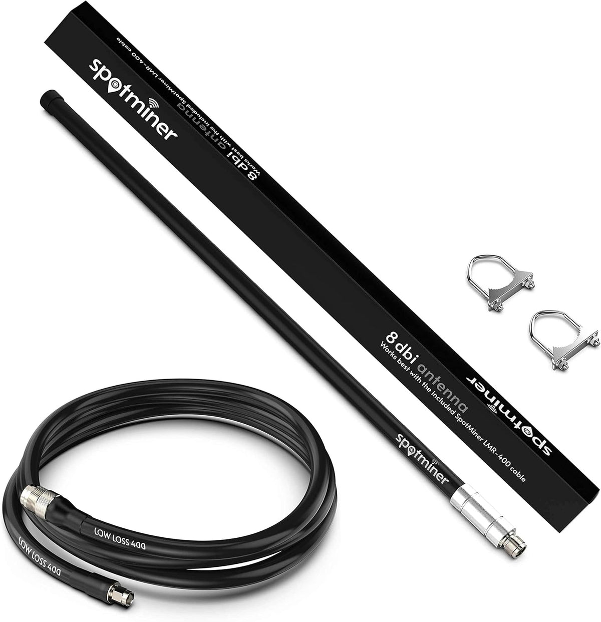 2 Pack 8 DBI Antenna with Low Loss 400 Coaxial Cable U384