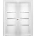 Sliding French Double Pocket Doors 36 x 80 inches Opaque Glass MDF Interior Doors P246062
