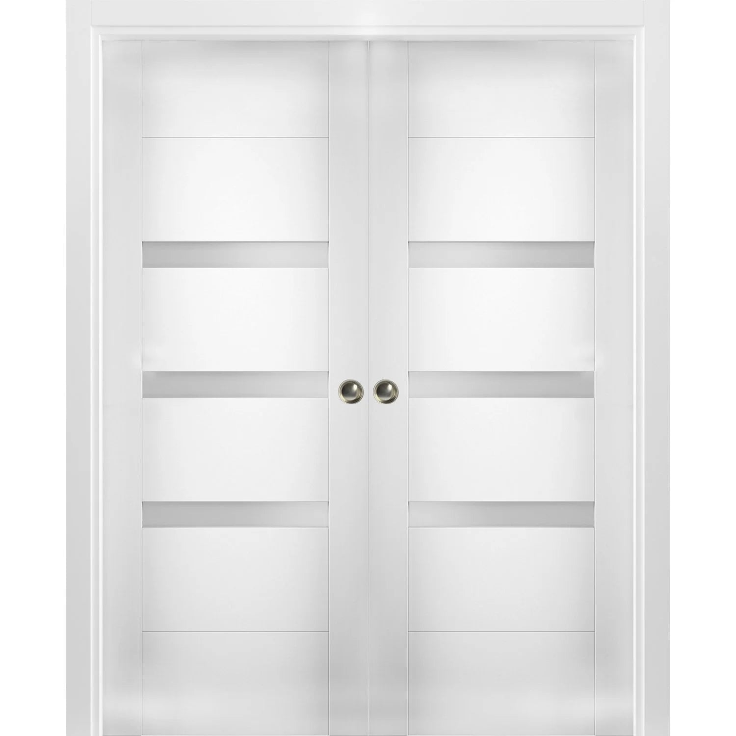 Sliding French Double Pocket Doors 36 x 80 inches Opaque Glass MDF Interior Doors P246062