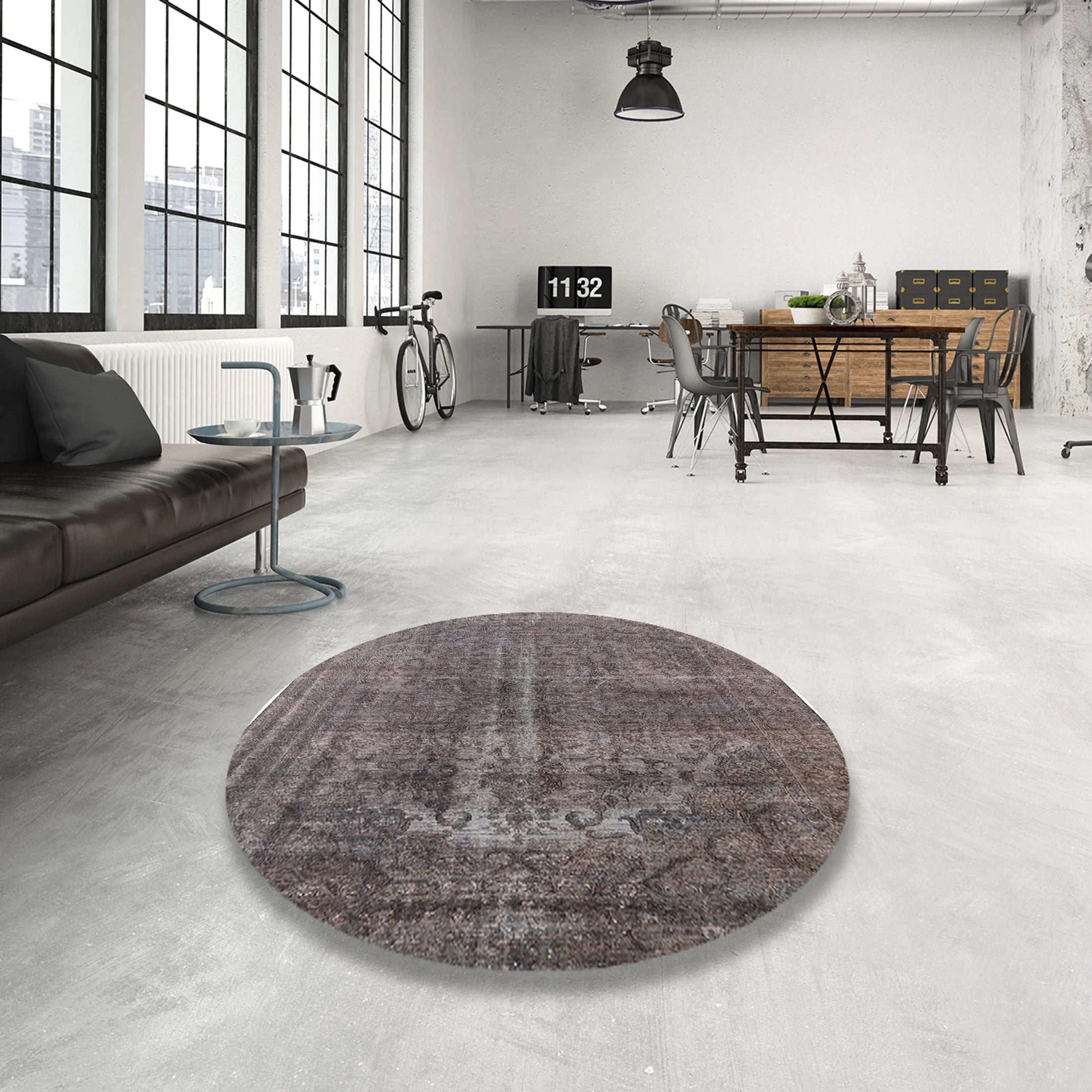 Gunmetal Gray Rectangle Oriental Area Rug P122