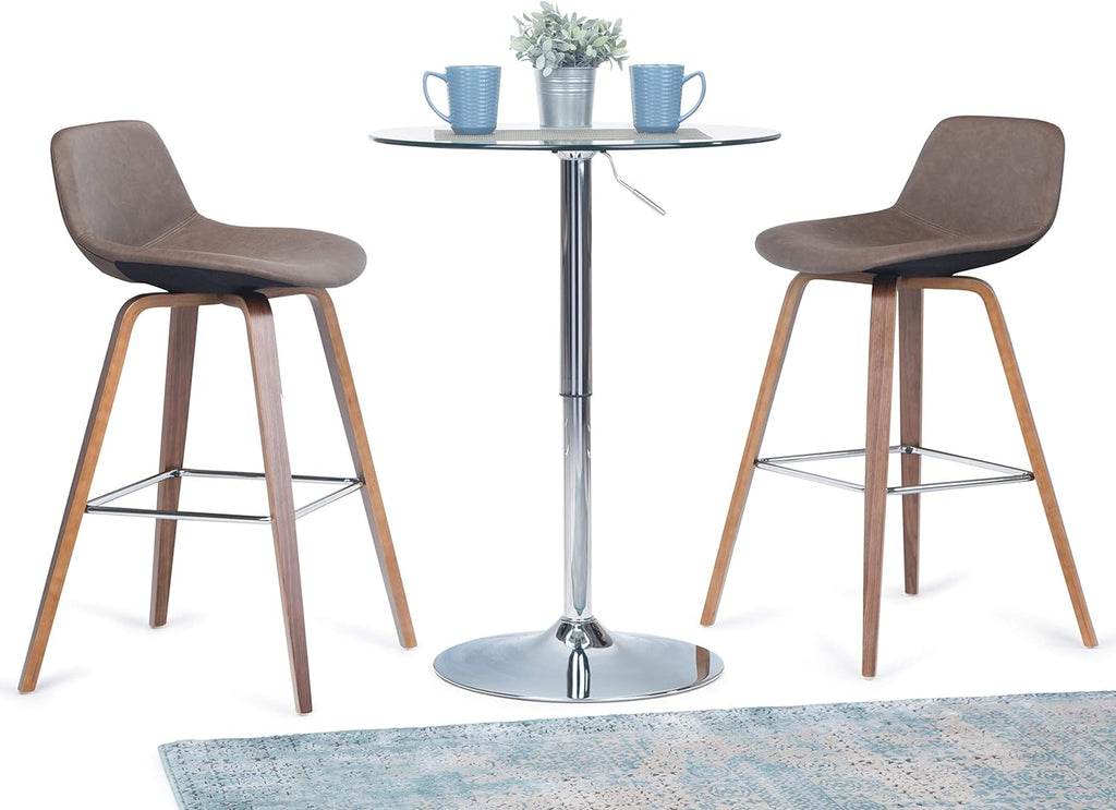 Distressed Chocolate Brown Vegan Faux Leather Bentwood Counter Height Stool Set Of 2 P44128