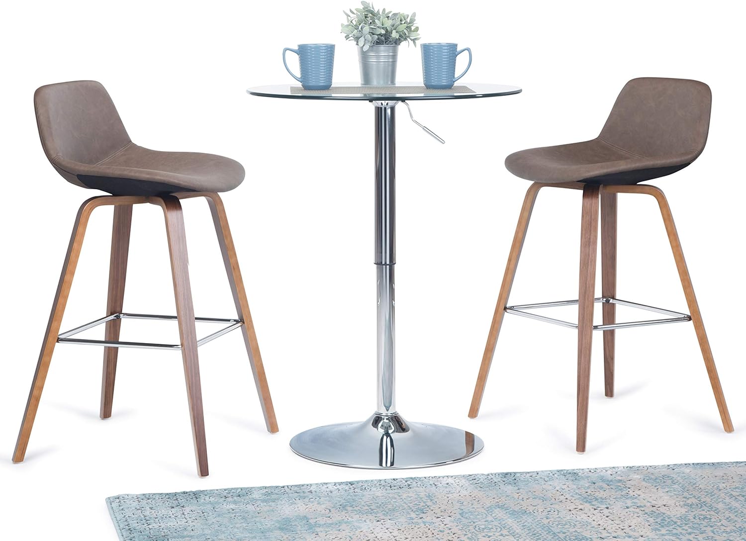 Distressed Chocolate Brown Vegan Faux Leather Bentwood Counter Height Stool Set Of 2 P44128