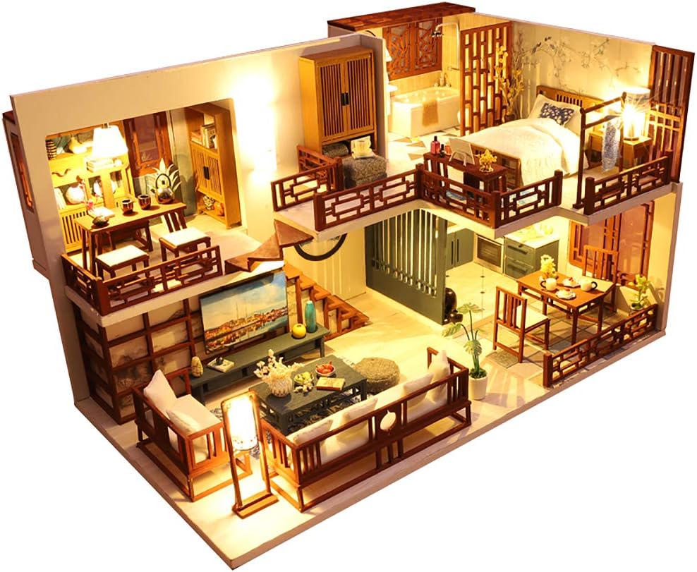 DIY Dollhouse Kit with Furniture, 1:24 Scale A6801