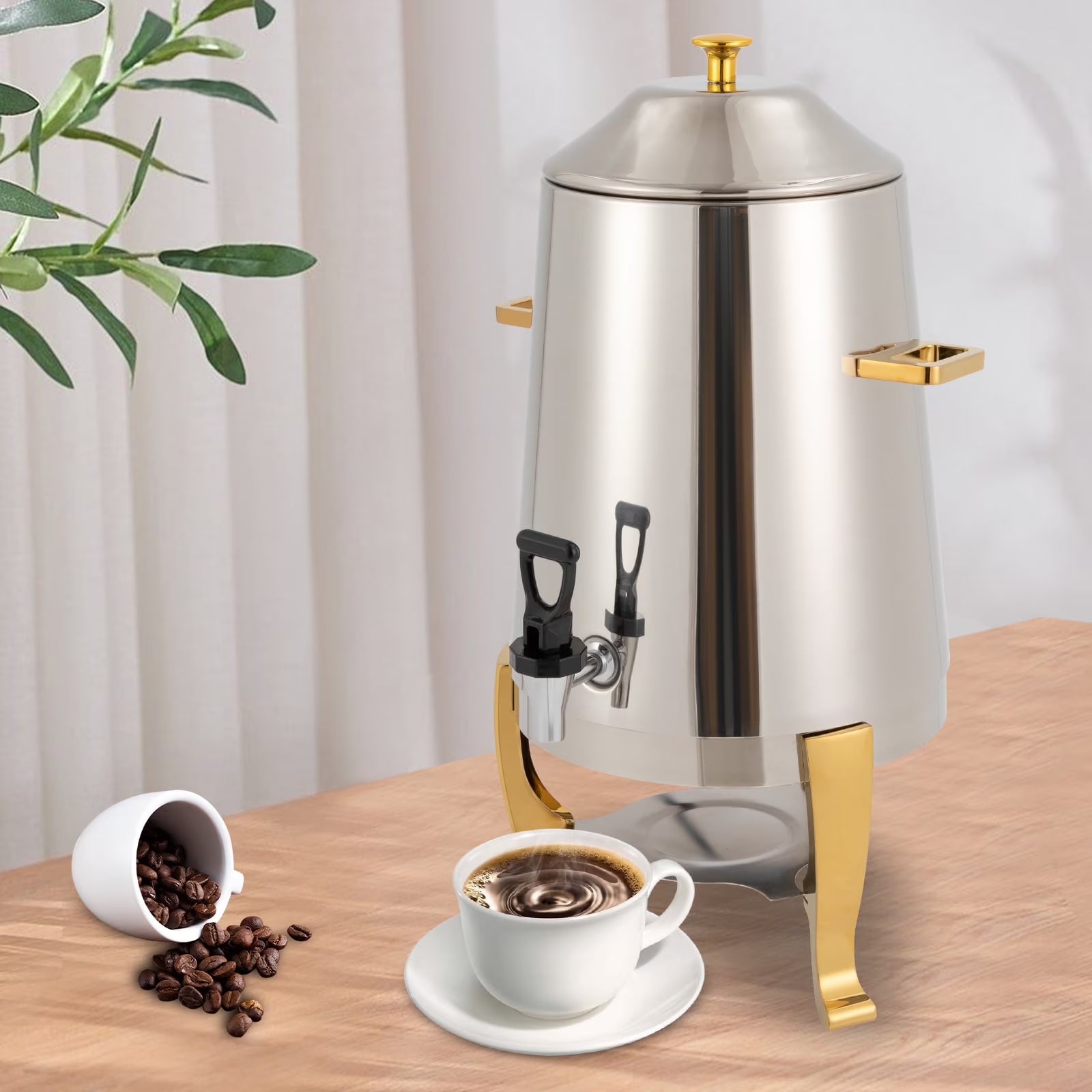 Heatable Stainless Steel Hot Beverage Dispenser with Spigot 13L D543816