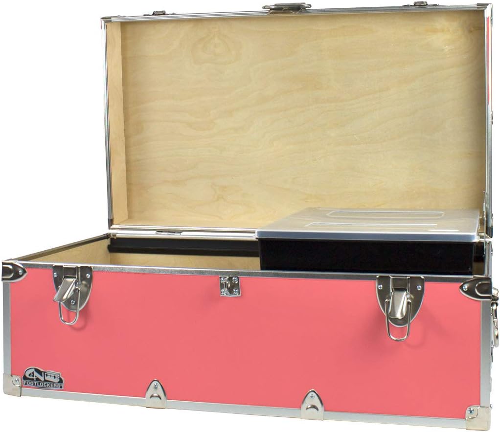 Gray Footlocker Storage Chest with Organizer Tray F2850