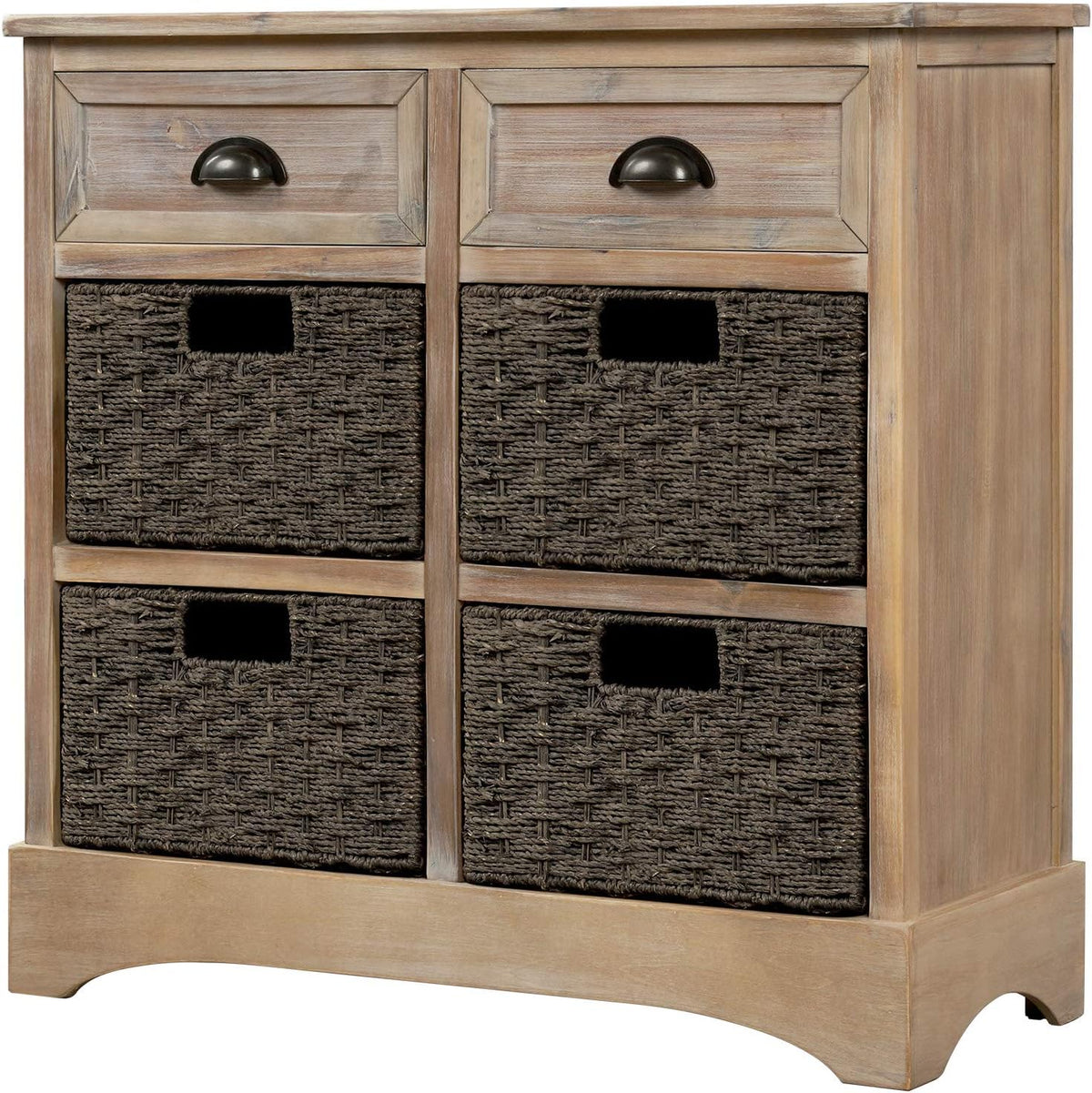 Wicker Storage Cabinet with 2 Drawers, Antique Navy F697568