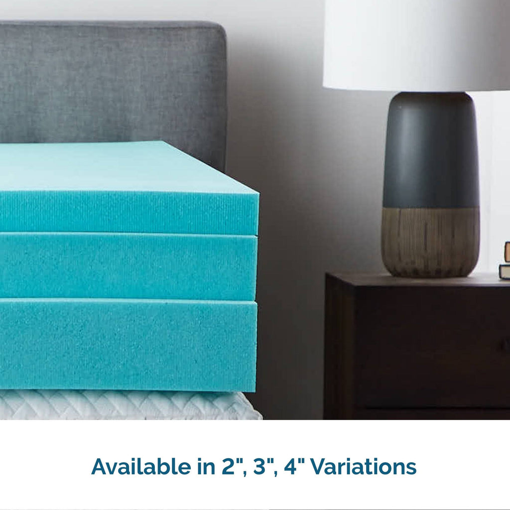 Blue Twin 4 inch Gel and Aloe Memory Foam Topper I674194