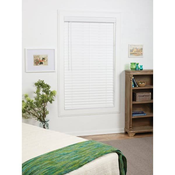 White Cordless Faux Wood Blinds B4788
