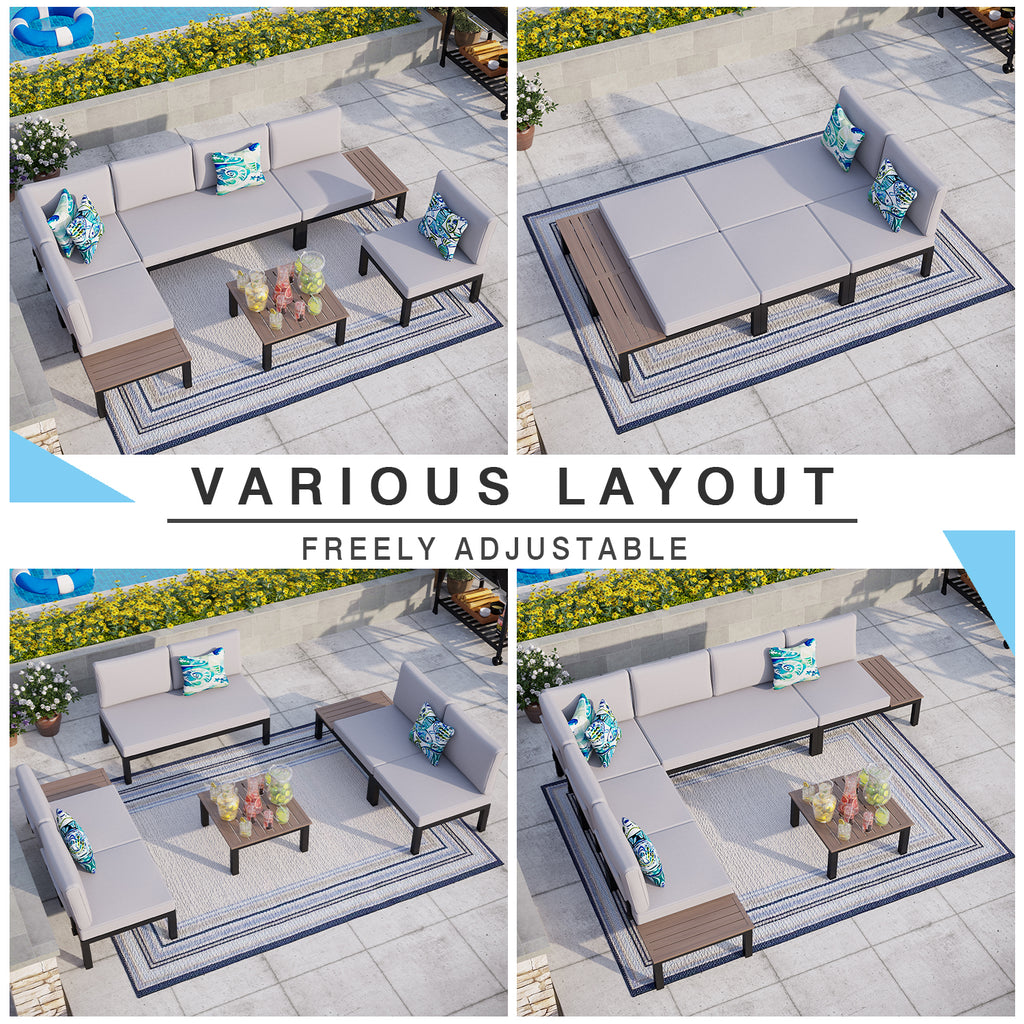 6-Piece Patio Conversation Set Outdoor Sofa with Cushions S703953