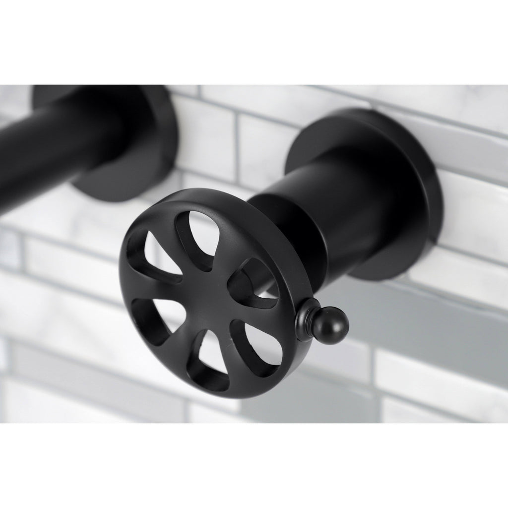 Brushed Nickel Two-Handle Wall Mount Bathroom Faucet E11753