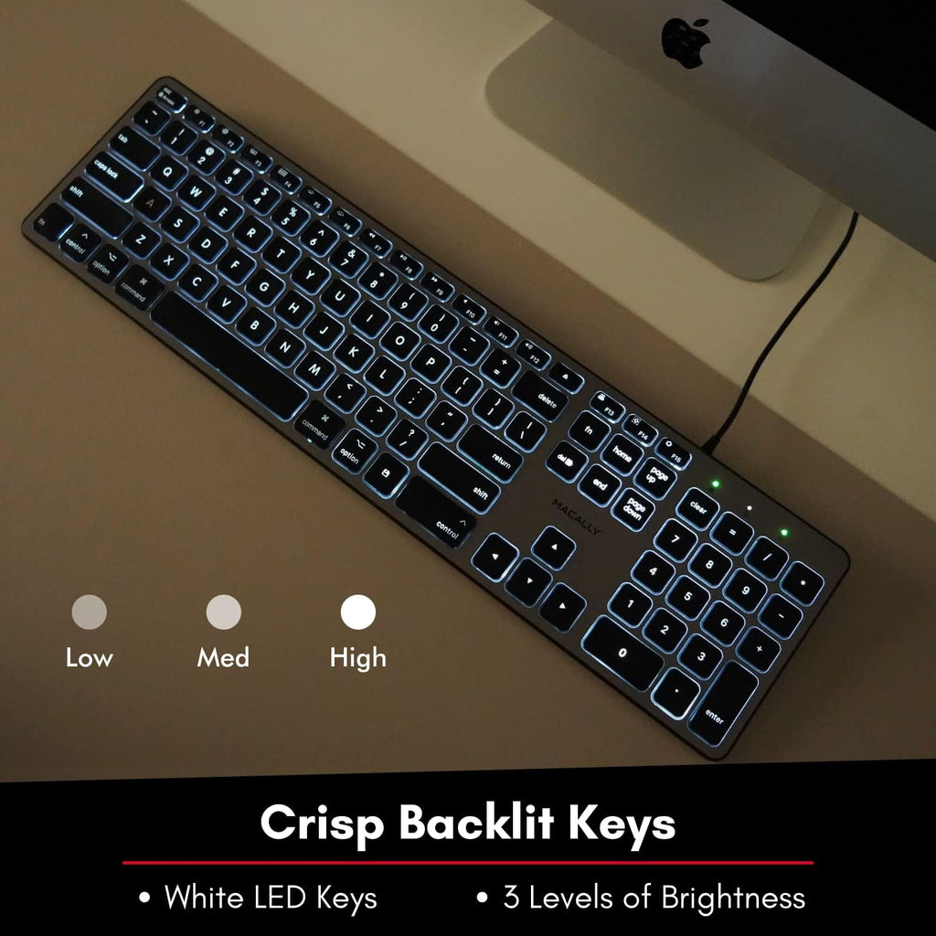 Space Gray Backlit Wired Mac Keyboard with 107 Keys X671