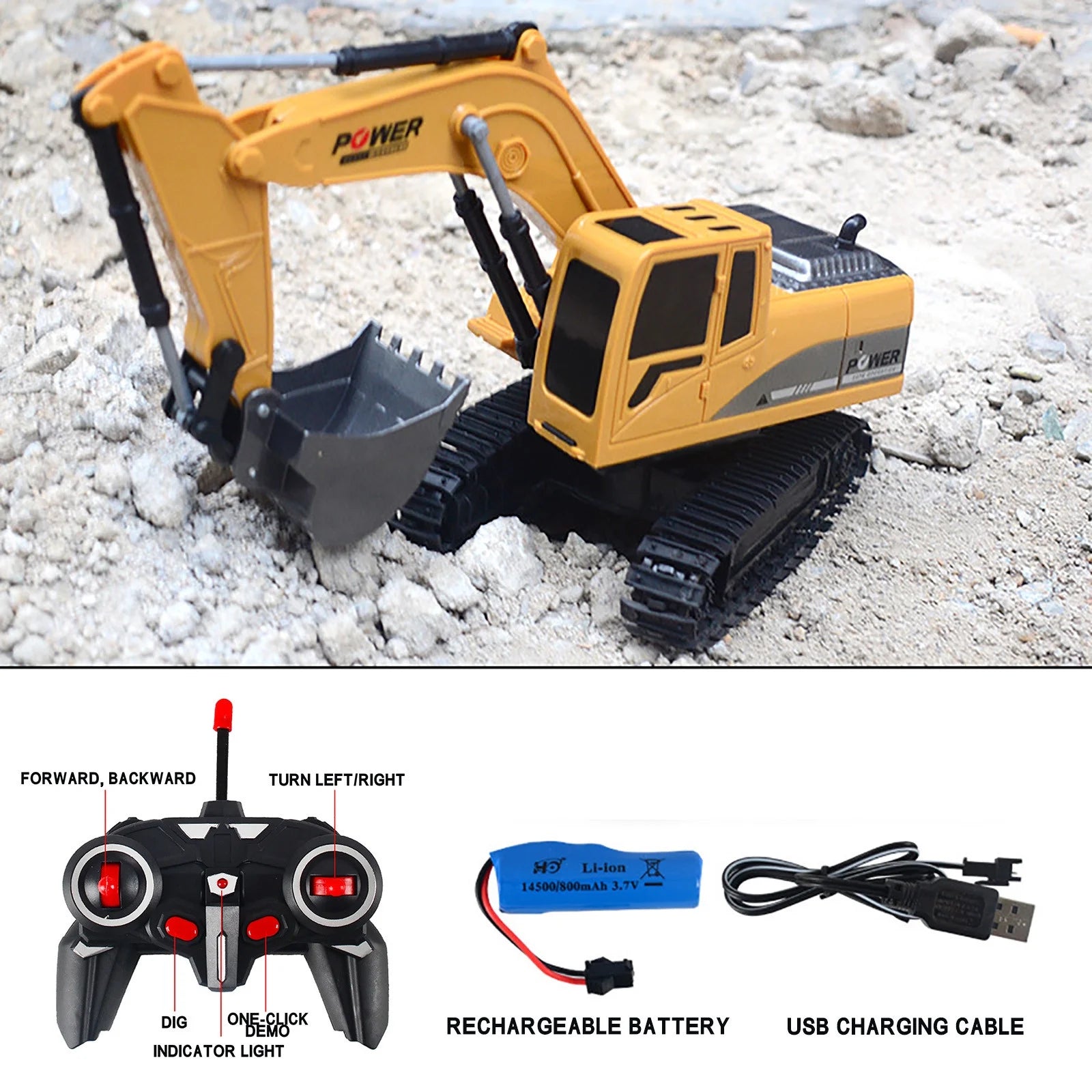 Mini Rc Excavator 1:24 Alloy Plastic Engineering Car Toys C778536