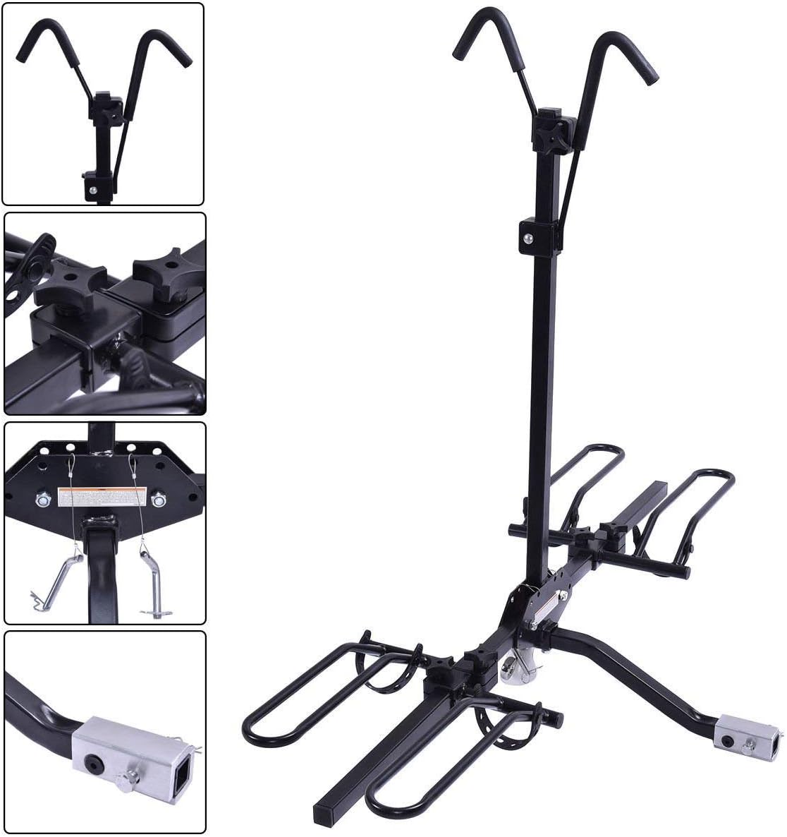 2-Bike Hitch Mounted Rack with Tray Style Tilting Design J530519