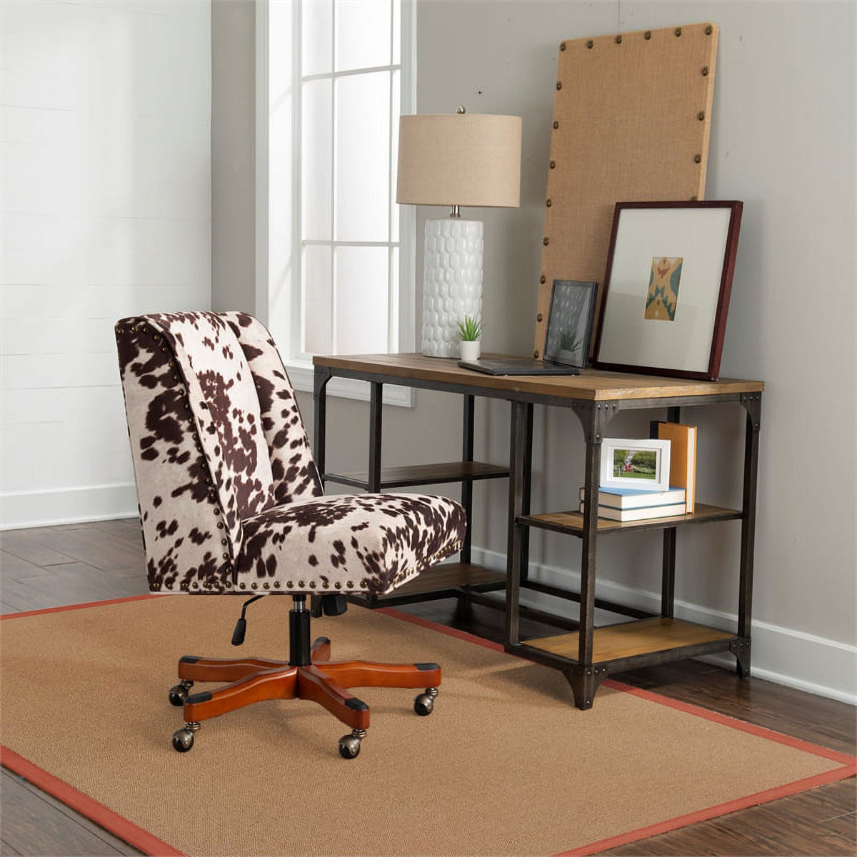 Machine Tufted Wool 5'x8' Rug in Cork Brown and Burnt Orange X4840