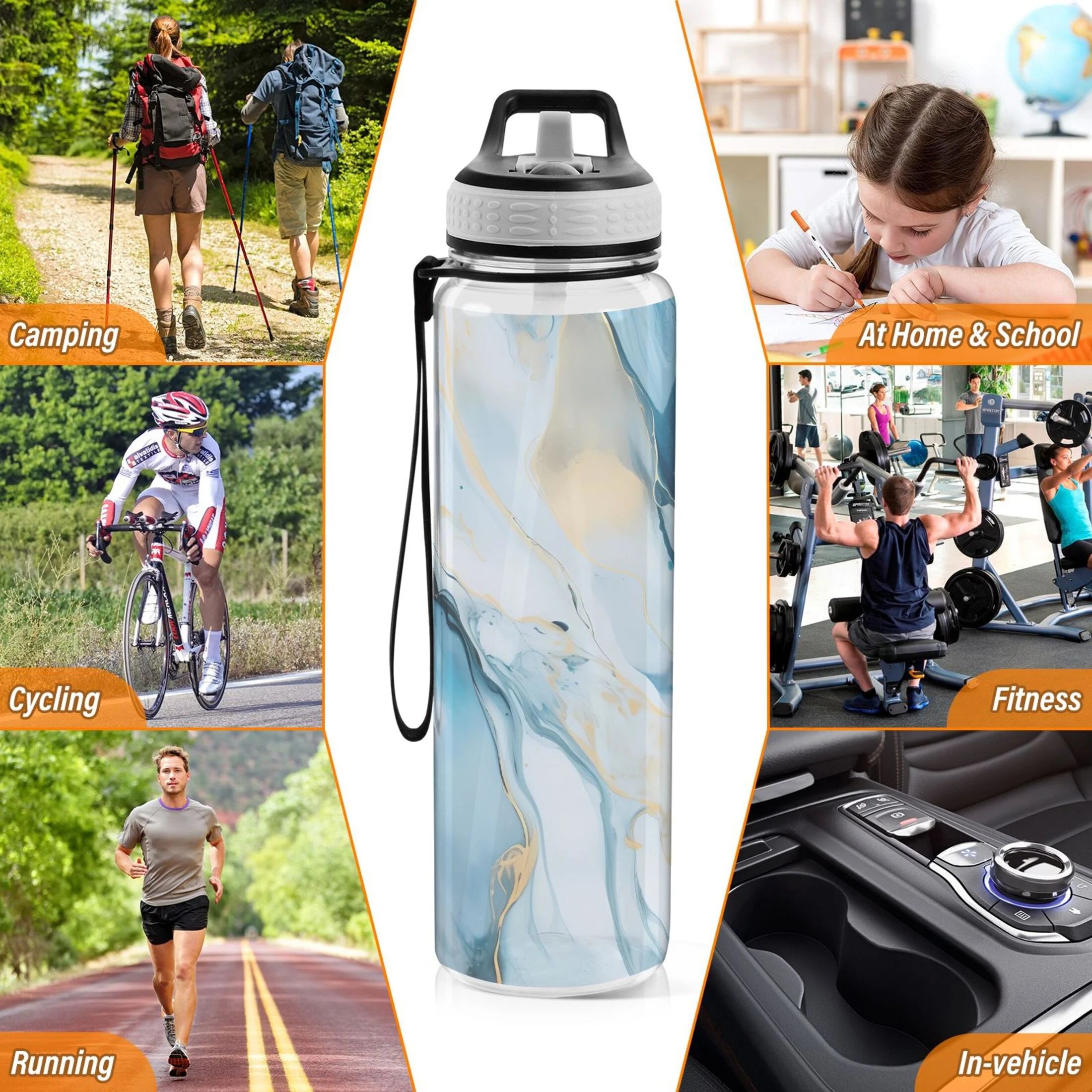 Blue Marble 32oz Tritan Leakproof Sports Bottle Y209910