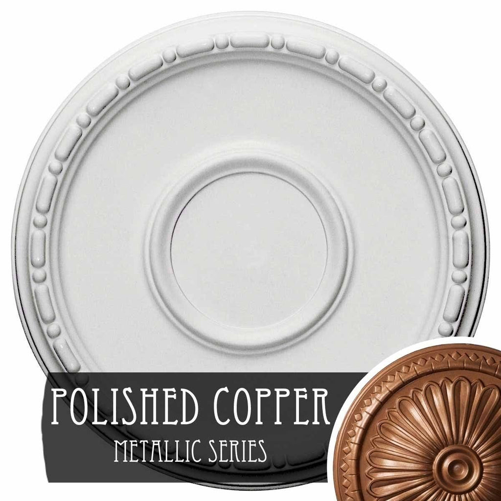 16 1/2x22OD x 1 1/2x22P Hand-Painted Polished Copper Ceiling Medallion F9150